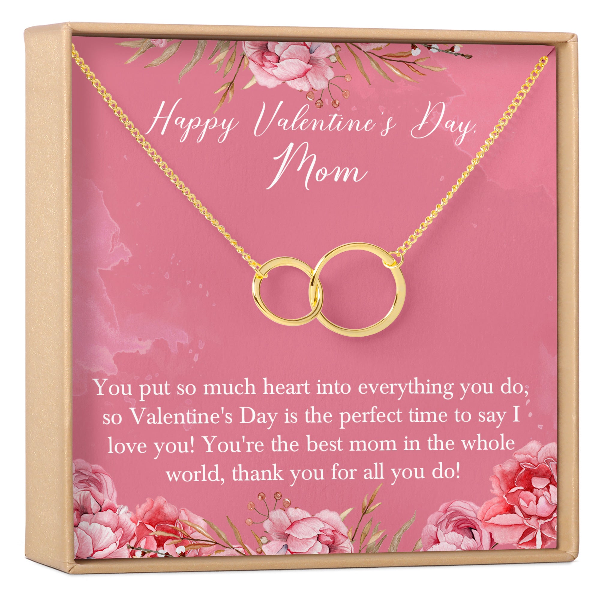 Valentine's Day Gift for Mom Necklace: Mother, Valentine's Day, Birthday, Christmas, Thank You, Love You Present, 2 Asymmetrical Circles - Dear Ava
